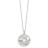 Sterling Silver Rhodium-plated Seahorse, Starfish and Shell Pendant