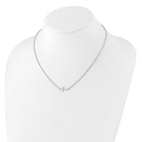 Sterling Silver Rhodium-plated Small Sideways Cross Necklace - QG-697F5D14-7615