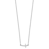 Sterling Silver Rhodium-plated Small Sideways Curved Cross Necklace - QG-BD8A36EF-7667