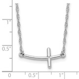 Sterling Silver Rhodium-plated Small Sideways Curved Cross Necklace - QG-E19575A3-6431