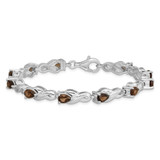 Sterling Silver Rhodium-plated Smoky Quartz Bracelet - QX-6ED00206-1973
