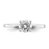 Sterling Silver Rhodium-plated Solitaire Round CZ Ring - QR-AE6B1510-4469
