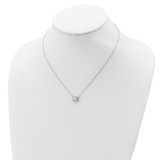 Sterling Silver Rhodium-plated Square CZ Halo w/1in ext Necklace