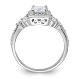 Sterling Silver Rhodium-plated Square CZ Ring - QR-73BD9650-6402