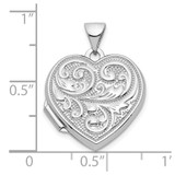 Sterling Silver Rhodium-plated Swirled Love You Always 18mm Heart Locket