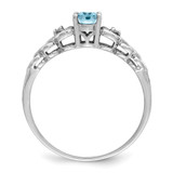 Sterling Silver Rhodium-plated Swiss Blue Topaz & Diam. Ring - QB-F41DE0DF-7407