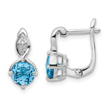Sterling Silver Rhodium-plated Swiss BT/White Topaz Hinged Earrings - QE-F3DCF4FB-3132