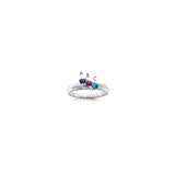 Sterling Silver Rhodium-plated Synthetic 3 Stone Mother's Ring - XM-66BFDB1B-5297