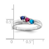 Sterling Silver Rhodium-plated Synthetic 3 Stone Mother's Ring - XM-66BFDB1B-5297