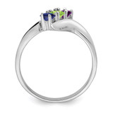 Sterling Silver Rhodium-plated Synthetic 3 Stone Mother's Ring - XM-CBD21329-7762