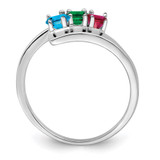 Sterling Silver Rhodium-plated Synthetic 3 Stone Mother's Ring - XM-E8E4F4D6-9670