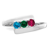 Sterling Silver Rhodium-plated Synthetic 3 Stone Mother's Ring - XM-E8E4F4D6-9670
