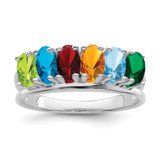 Sterling Silver Rhodium-plated Synthetic 6 Stone Mother's Ring - XM-75F41A34-7893