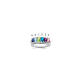 Sterling Silver Rhodium-plated Synthetic 6 Stone Mother's Ring - XM-F1387C28-3830