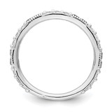 Sterling Silver Rhodium-plated Synthetic Blue Spinel & CZ Ring - QR-0529F28F-1217