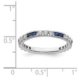 Sterling Silver Rhodium-plated Synthetic Blue Spinel & CZ Ring - QR-4AB34EC0-8567