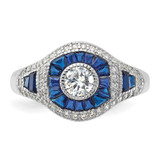 Sterling Silver Rhodium-plated Synthetic Blue Spinel & CZ Ring - QR-D2CC3430-8928