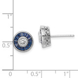 Sterling Silver Rhodium-plated Synthetic Blue Spinel and CZ Earrings - QE-FB869680-1604