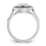 Sterling Silver Rhodium-plated Synthetic Blue Spinel and CZ Ring - QR-AF4B4EDF-9806