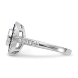 Sterling Silver Rhodium-plated Synthetic Blue Spinel and CZ Ring - QR-AF4B4EDF-9806