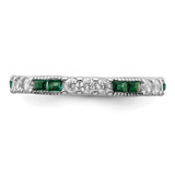 Sterling Silver Rhodium-plated Synthetic Green Spinel & CZ Band - QR-D3CA6D9F-2626