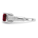 Sterling Silver Rhodium-plated Synthetic Ruby and CZ Ring - QR-A65CB9BE-1514