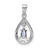 Sterling Silver Rhodium-plated Tanzanite & Diamond Pendant - QD-6A97AE9D-3447