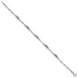 Sterling Silver Rhodium-plated Tanzanite and Diamond Bracelet - QX-1410B366-5652