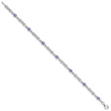 Sterling Silver Rhodium-plated Tanzanite and Diamond Bracelet - QX-87AB73F6-2226