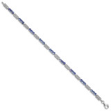 Sterling Silver Rhodium-plated Tanzanite and Diamond Bracelet - QX-B0D7E579-6143
