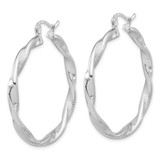Sterling Silver Rhodium-plated Textured 3.7mm Twisted Hoop Earrings - QE-17BB6224-2656