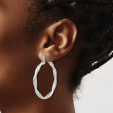 Sterling Silver Rhodium-plated Textured 3.7mm Twisted Hoop Earrings - QE-17BB6224-2656