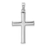 Sterling Silver Rhodium-plated Textured and Polished Cross Pendant - QC-35470A7B-2169