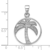 Sterling Silver Rhodium-Plated Textured and Polished Palm Tree Pendant