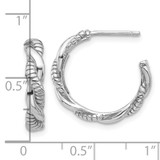 Sterling Silver Rhodium-plated Textured Twisted C-Hoop Earrings - QE-3749FBAC-2573