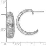 Sterling Silver Rhodium-plated Textured Woven Design Post J-Hoop Earrings - QE-DF254E47-5554