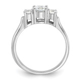Sterling Silver Rhodium-plated Three CZ Ring - QR-7214129A-7580