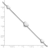 Sterling Silver Rhodium-plated Three Hearts 7 inch with 1 inch Extension Bracelet