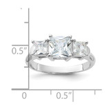 Sterling Silver Rhodium-plated Three Stone CZ Ring - QR-C49A356F-3100