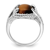 Sterling Silver Rhodium-plated Tigers Eye Quartz and Diamond Ring - QR-746ADD69-7227
