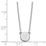 Sterling Silver Rhodium-plated Tiny Circle Block Letter V Initial Necklace