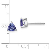Sterling Silver Rhodium-plated Trillion Tanzanite Post Earrings