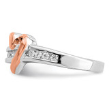 Sterling Silver Rhodium-plated Vermeil Polished Heart CZ Ring - QR-C76D2948-2096