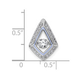 Sterling Silver Rhodium-plated Vibrant Moving CZ with Light Purple Enamel Kite-shape Chain Slide Pendant