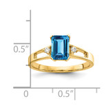 14k 7x5mm Emerald Cut Blue Topaz AA Diamond ring