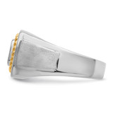 Sterling Silver Rhodium-plated w/10k Yellow Gold Mens Diamond Ring - QR-6AC54D1F-4904
