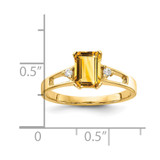14k 7x5mm Emerald Cut Citrine AA Diamond ring