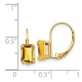 14k 7x5mm Emerald Cut Citrine Leverback Earrings