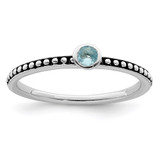 Sterling Silver Rhodium-plated w/Pink & White CZ and Blue Glass Ring Set - QR-4E7ACC6F-8993