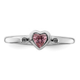 Sterling Silver Rhodium-plated White & Pink CZ Heart Ring - QR-7E42F0E1-4486